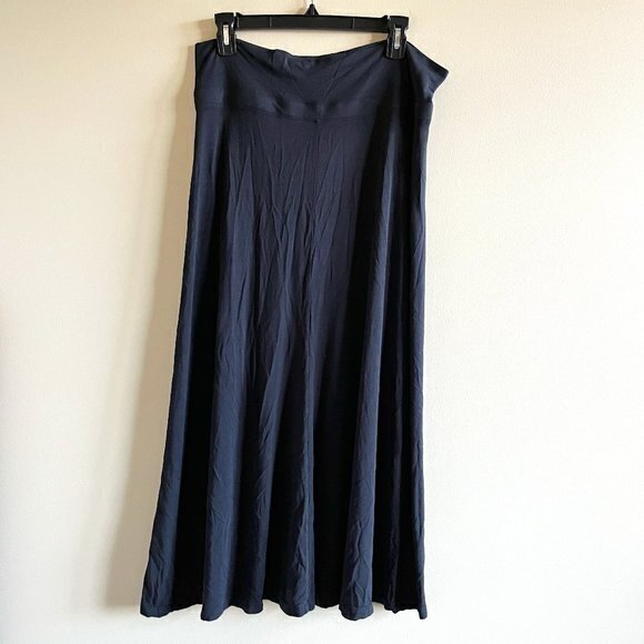 Nau Knit Maxi Skirt Pull On Black Elastic Waist Womens Size L Work - Picture 1 of 5